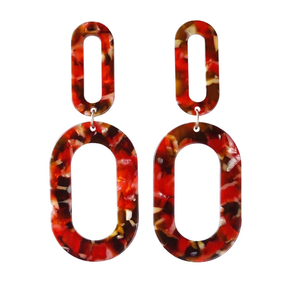 Acrylic Earrings Chandelier Boho Retro Dangle Stud - Picture 2 of 2